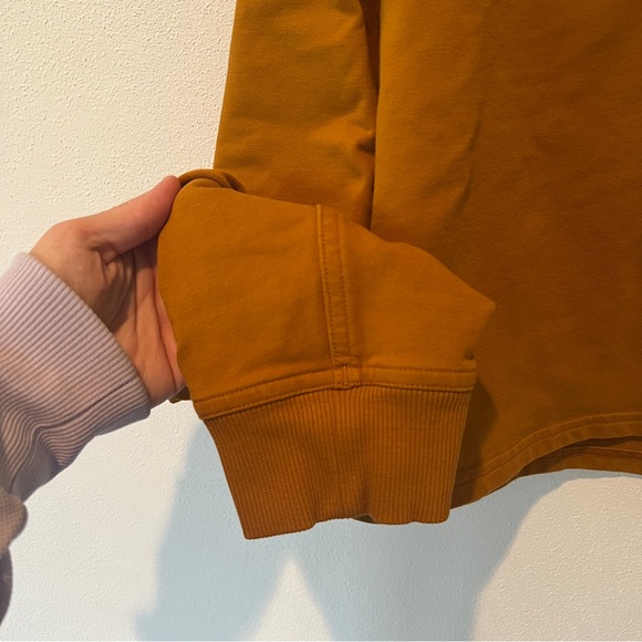 Lululemon Cropped Crew Neck Terry Sweater Raw Shoulder Seams Cuffed Sleeves - Picture 2 of 6